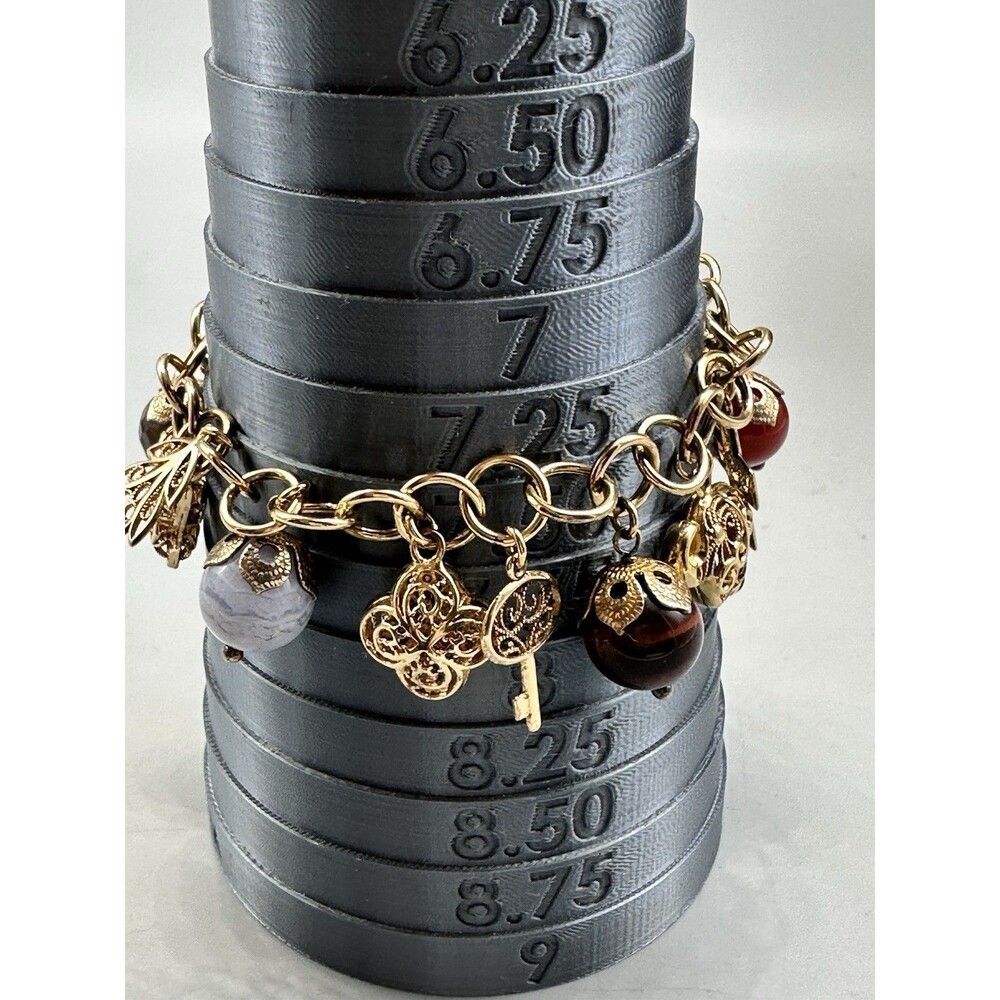 Itaor Vermeil 925 Italy Bracelet & Filigree & Bead Dangle Charms 8"